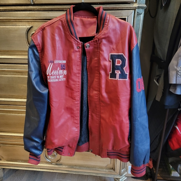 Other - Leather Letterman Jacket XL
